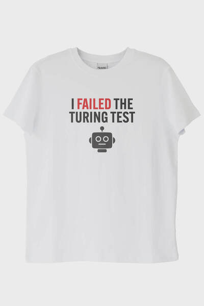 NUUGG تي شيرت أبيض مطبوع عليه رمز الروبوت الذي فشل في اختبار تورينج
