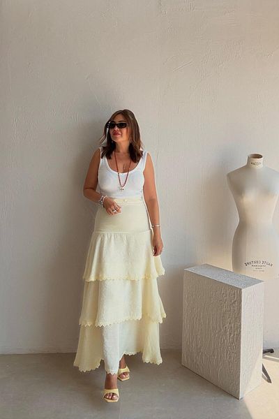 ELVAN TOLON Yellow Lace Skirt
