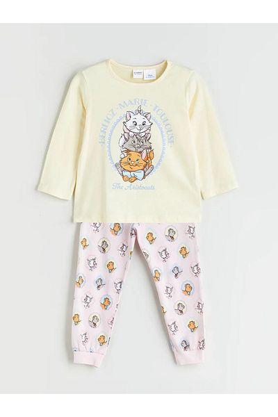 LC Waikiki Lcw Kids Sari Crew Neck Aristocats Printed Girls Pajamas Set