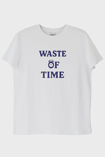 Generic Brand Waste of Time Printed Minimalist White T-Shirt (XXL / White)