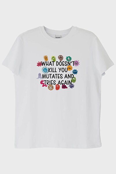 NUUGG What Doesn'T Kill You Mutates Printed Humorous T-Shirt (S / White)