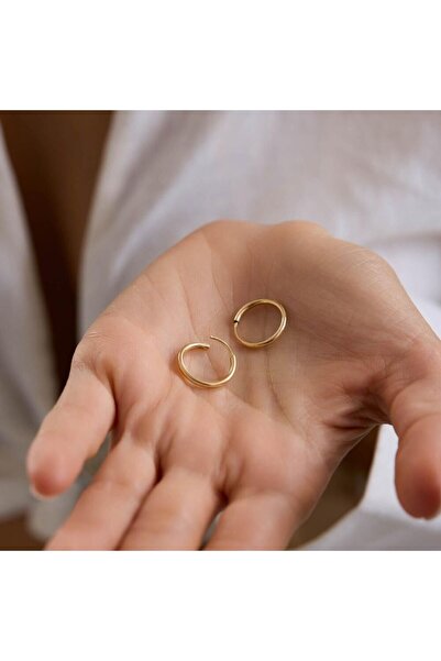 Sembol Gold 14K Altın Halka Küpe 1,2 mm 1.5 cm GİZLİ KİLİT
