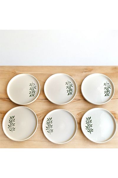 Nokta Breakfast Plate 6-Person Bush Leaf Print Tokya Series 6 Pieces M4