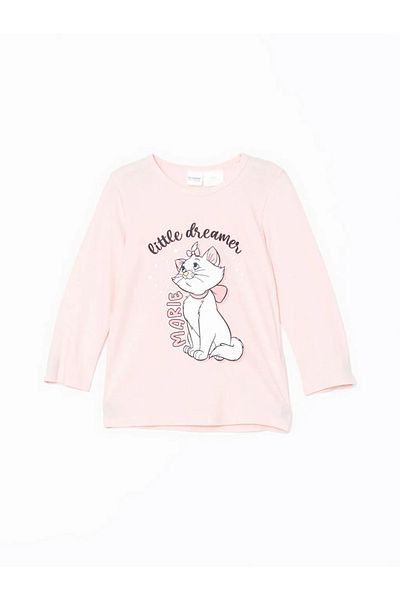 LC Waikiki Lcw Kids Pink Crew Neck Printed Girls' Pajamas Set