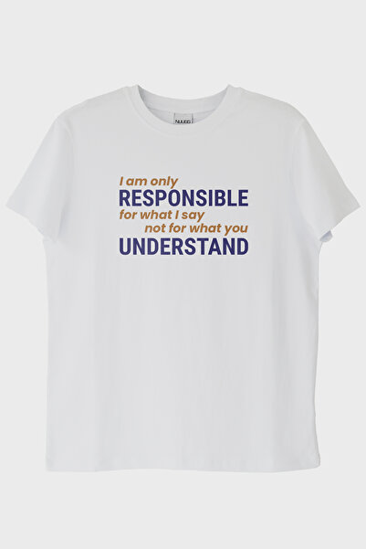 NUUGG I Am Only Responsible Printed White T-Shirt (XXL / White)