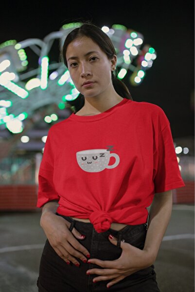 ArtYus TRIUC DE DAMĂ ZZFİNCAN CU IMPRIMARE TRANSFER, Gât rotund, mânecă scurtă