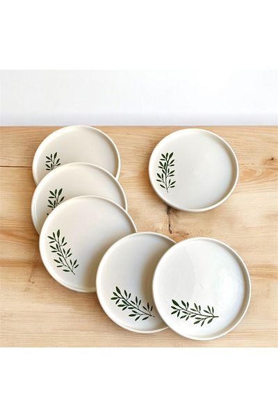 Nokta Breakfast Plate 6-Person Bush Leaf Print Tokya Series 6 Pieces M4