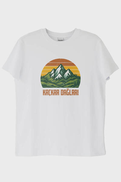 NUUGG The Escaping Mountains Retro Nature Printed White T-Shirt (S / White)