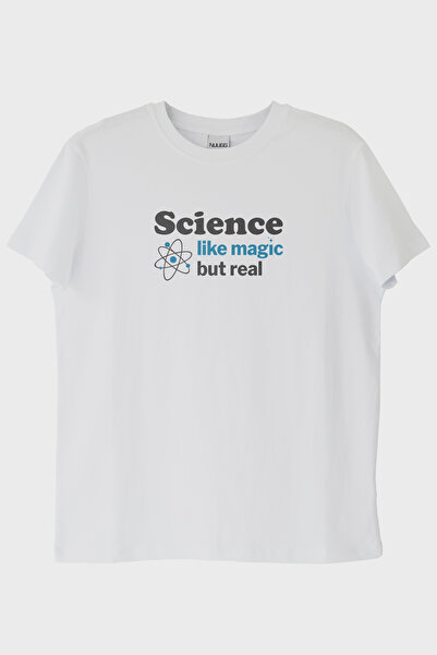 NUUGG تي شيرت أبيض مطبوع عليه علم مثل السحر ولكن حقيقي (L / أبيض)