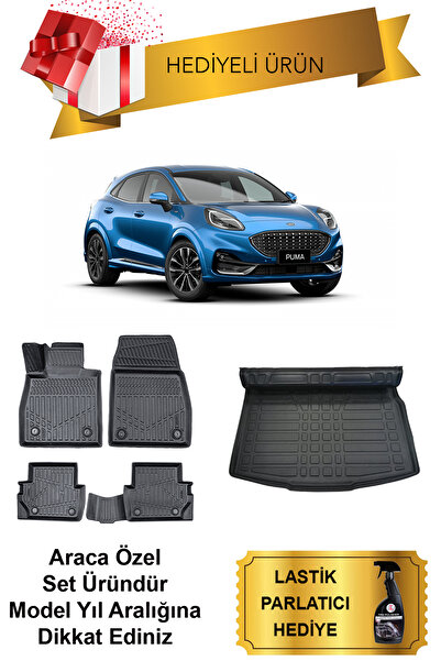 Sare Tuning Ford Puma 2019 Sonrası Araca Özel 4D Havuzlu Paspas ve Bagaj Havu...