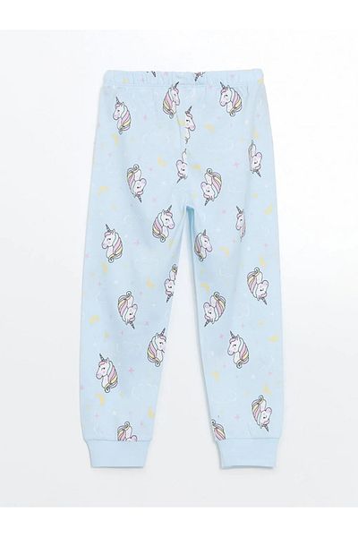 LC Waikiki Lcw Kids Blue Elastic Waist Printed Girls' Pajama Bottom