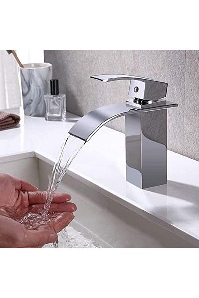 fitto Waterfall Mixer Faucet by - Elegant Single-Handle Hot and Cold Faucet for Kitchen and Bathroom