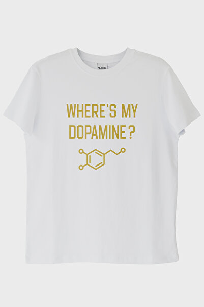 NUUGG تي شيرت أبيض مطبوع عليه علمي من Where's My D*damine (M / أبيض)