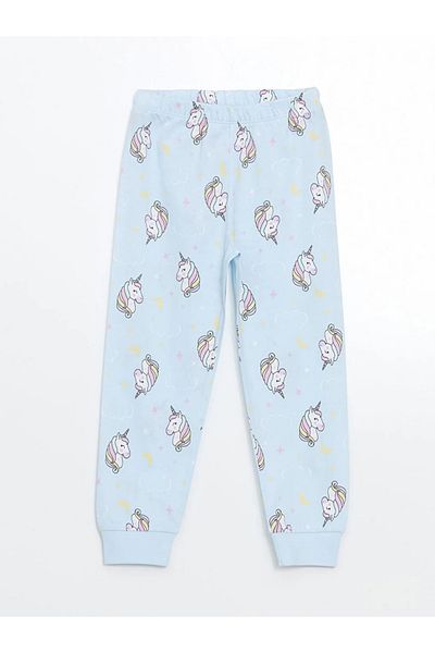 LC Waikiki Lcw Kids Blue Elastic Waist Printed Girls' Pajama Bottom