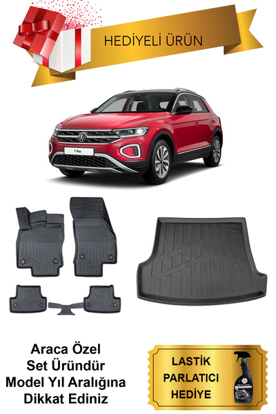Volkswagen TRoc 2017 Sonrası Araca Özel 4D Havuzlu Paspas ve Bagaj Havuzu Set (HEDİYELİ)