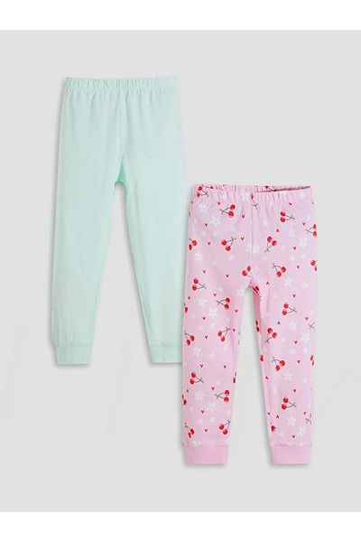 LC Waikiki Lcw Kids Pink Elastic Waist Girls' Sleepwear Bottom 2 Pcs