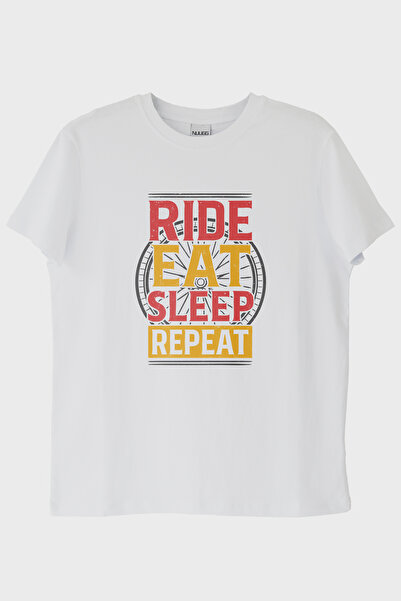 Generic Brand Ride Eat Sleep Repeat Printed White T-Shirt (m / White)