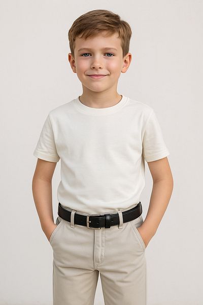 Çantacım Children's Belt Genuine Leather Black