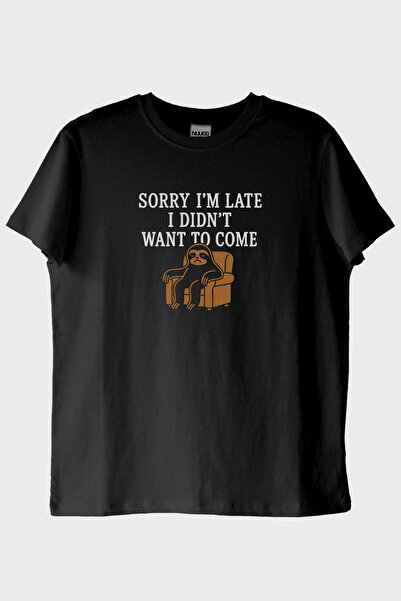 NUUGG آسف أنا & # 039;أنا لاحقًا لم& # 039;t تريد أن تأتي تي شيرت أسود مطبوع