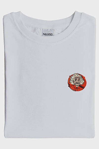 NUUGG تي شيرت مطرز بنمط آينشتاين (XL / أبيض)
