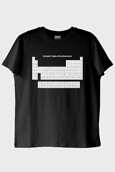 NUUGG الجدول الدوري للعناصر تي شيرت أسود مطبوع