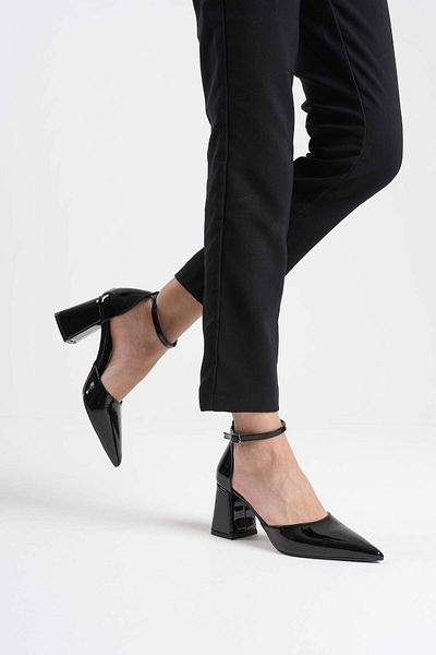 Zerenyus Doren Premium Black Patent Leather Women's Heeled Shoes