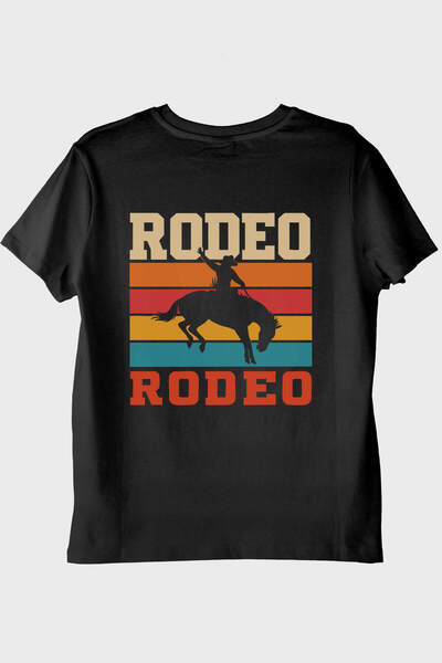 Generic Brand Rodeo Retro Vintage Printed Black T-Shirt (XS / Black)