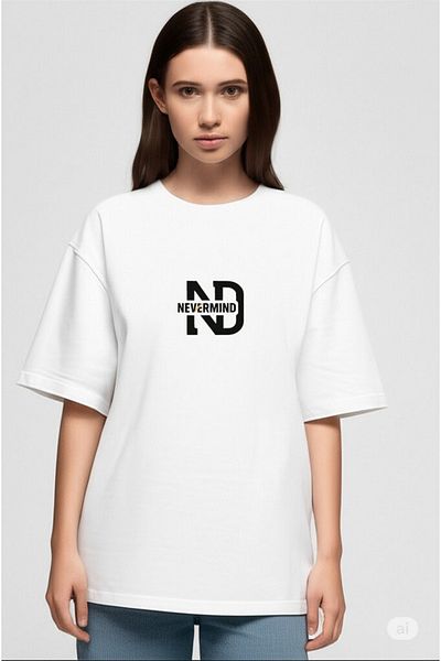 NEVERMIND Oversize T-Shirt Women |   "Nevermind" Printed Wide Fit T-Shirt Unisex