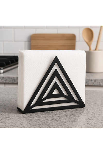 LUNOART Modern Metal Napkin Holder |   Triangle Patterned Desktop Napkin Holder |   Stylish Tableware Accessory
