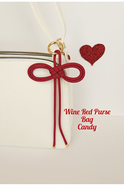 WONDER TOUCH Bordo Renk Fiyonk Model Taşlı Harfli Çanta Süsü,Harfli Anahtarlı...