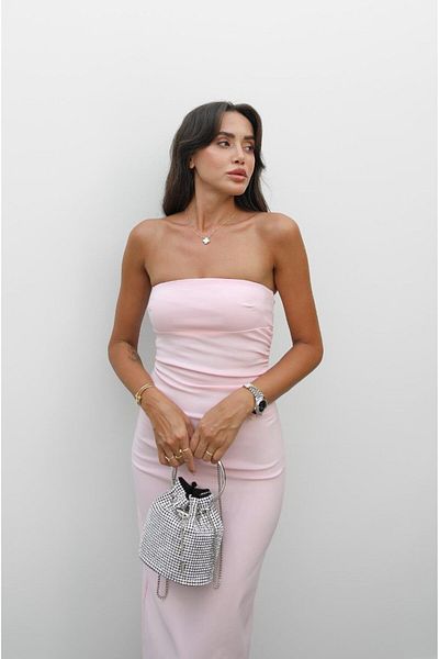 Havoş Powder Pink Staple Dress with Side Drape Detail