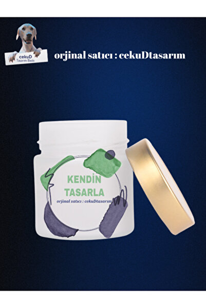 cekud tasarım baskı Kendin Tasarla Buzlu Cam Kavanoz 300 ml | Süblimasyon Bas...