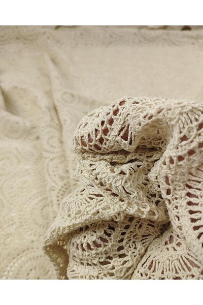 Kumaş Parça Lace in Cream Beige Color (Width 120 cm X Length 120 cm)
