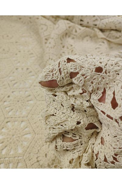 Kumaş Parça Lace in Cream Color (Width 125 cm X Length 320 cm)