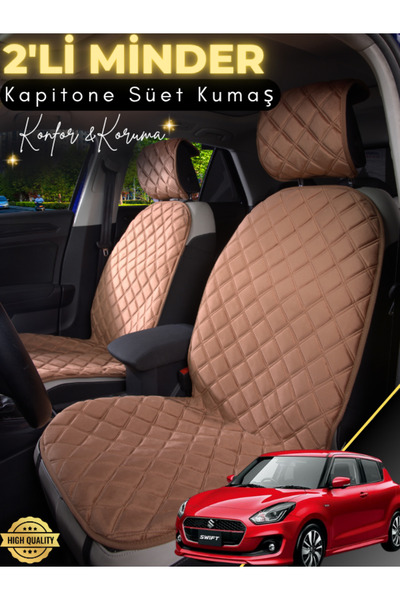 stiloto وسادة مقعد سيارة من جلد الغزال مكونة من قطعتين متوافقة مع سوزوكي سويف...