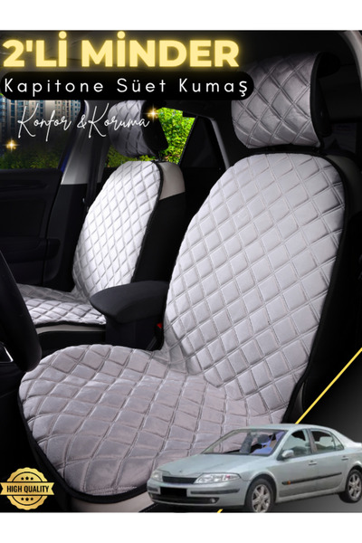 stiloto وسادة مقعد سيارة من جلد الغزال مكونة من قطعتين متوافقة مع Renault Lag...