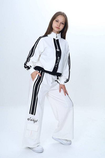 Jannock Set de trening pentru fetiță, cu jumătate de fermoar, 100% bumbac, model confortabil