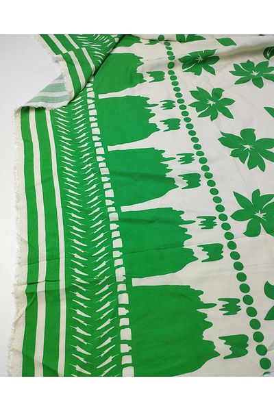 Kumaş Parça Cotton Viscose in Green Ecru Colors (Width 150 cm X Length 330 cm)