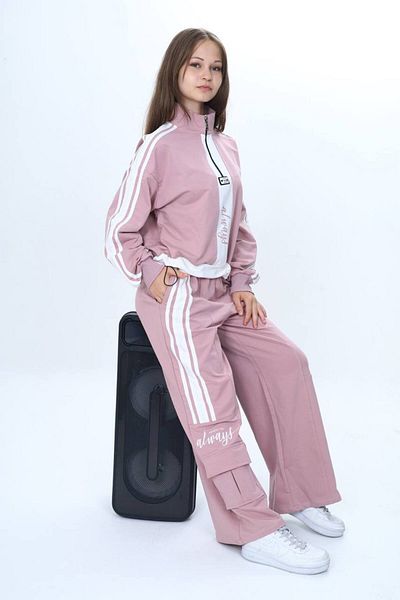 Jannock Set de trening pentru fetiță, cu jumătate de fermoar, 100% bumbac, model confortabil