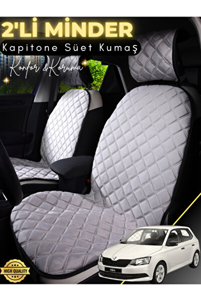 stiloto وسادة مقعد سيارة من جلد الغزال مكونة من قطعتين متوافقة مع سكودا فابيا...