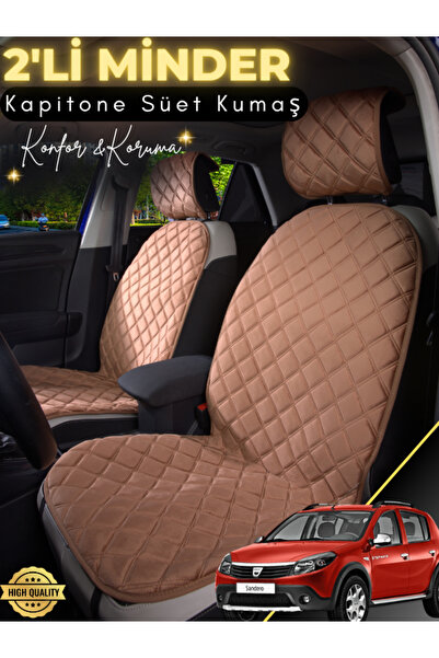 stiloto وسادة مقعد سيارة من جلد الغزال مكونة من قطعتين متوافقة مع Dacia Sande...