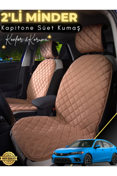 stiloto وسادة مقعد سيارة من جلد الغزال مكونة من قطعتين متوافقة مع Honda Civic...