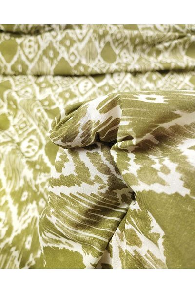 Kumaş Parça Cotton Voile in Green Ecru Colors (Width 135 cm X Length 180 cm)
