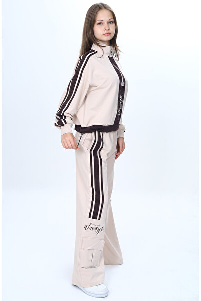 Asortix Girl's 2 Thread Half Zipper Garnished Tracksuit Set 100% Cotton Comfortable Fit-325