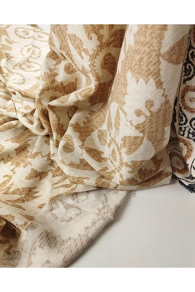 Kumaş Parça Cotton Viscose in Coffee Grey Cream Colors (Width 150 cm X Length 240 cm)