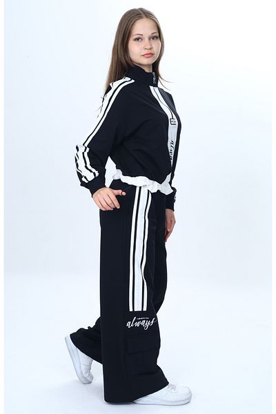 Asortik Kids Двуслоен спортен комплект с цип и декорация за момиче, 100% памук, удобен модел
