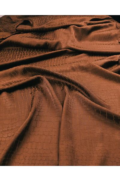 Kumaş Parça Jacquard Satin Viscose in Red Brown Color (Width 140 cm X Length 270 cm)