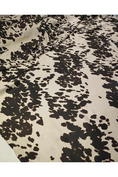 Kumaş Parça Satin Viscose with Coffee Pattern on Cream (Width 130 cm X Length 200 cm)