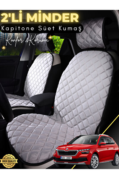 stiloto وسادة مقعد سيارة من جلد الغزال مكونة من قطعتين متوافقة مع سكودا كاميك...