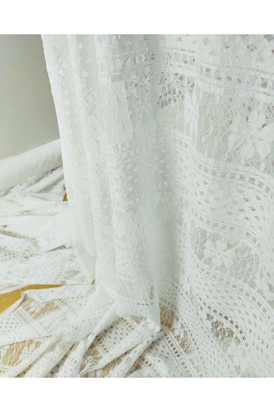 Kumaş Parça Lace Jersey in White Color (Width 130 cm X Length 200 cm)